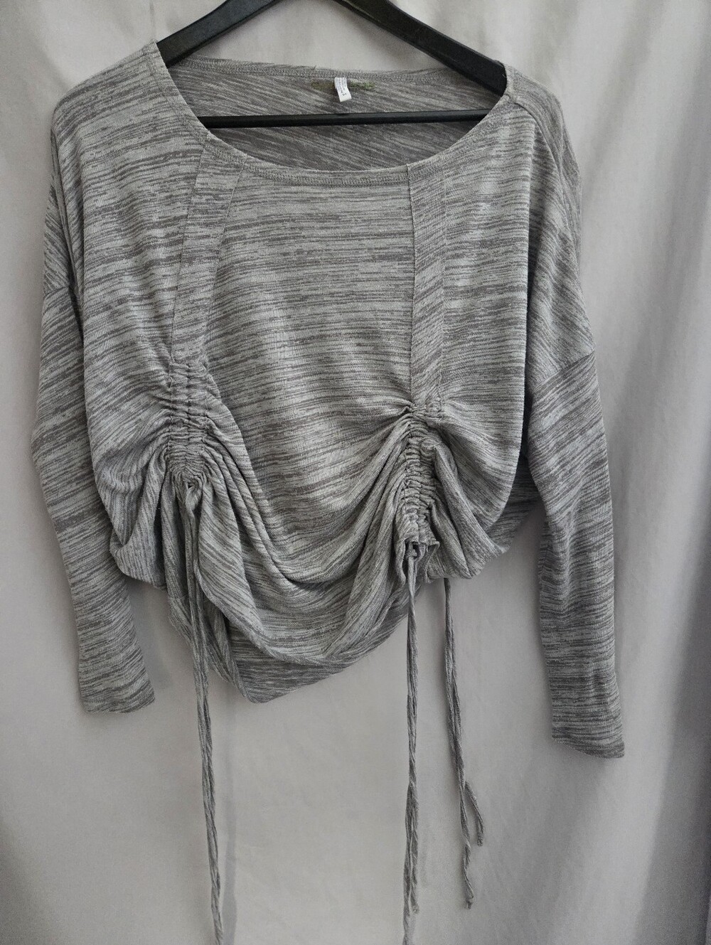 O'Neill Gray Ruched Drawstring Long-Sleeve Top